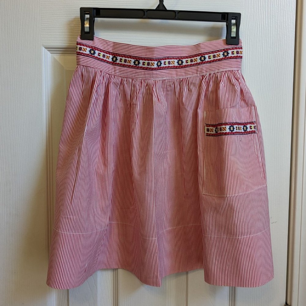 Handmade Apron, vintage 1950s, red and white pinstripe
